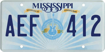 MS license plate AEF412