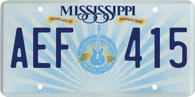 MS license plate AEF415