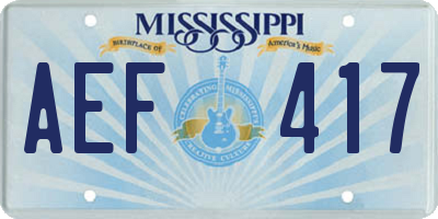 MS license plate AEF417