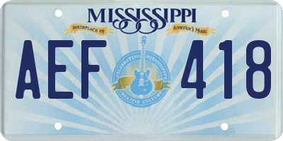MS license plate AEF418