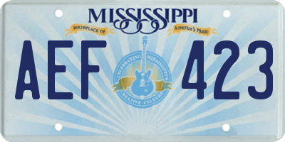 MS license plate AEF423