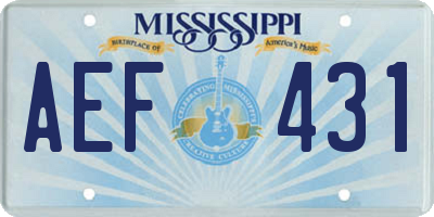 MS license plate AEF431