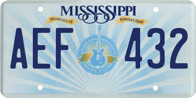 MS license plate AEF432