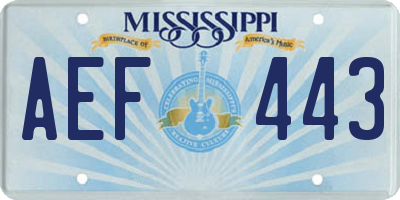 MS license plate AEF443