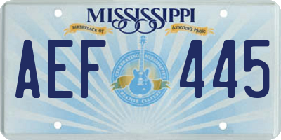 MS license plate AEF445