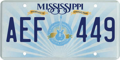 MS license plate AEF449