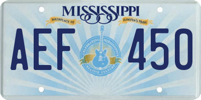 MS license plate AEF450
