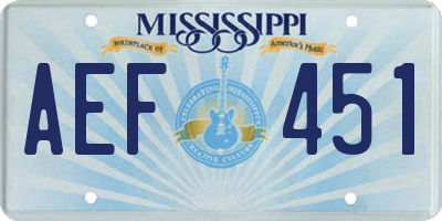 MS license plate AEF451