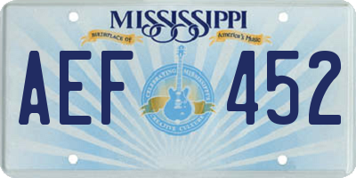 MS license plate AEF452