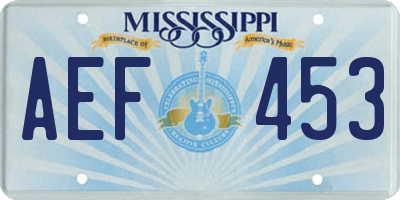 MS license plate AEF453