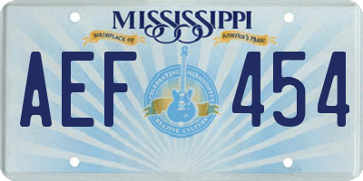 MS license plate AEF454