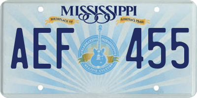 MS license plate AEF455