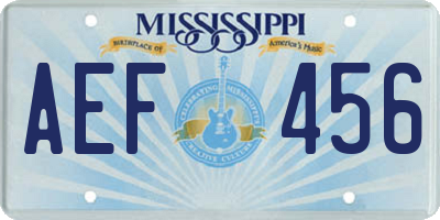 MS license plate AEF456