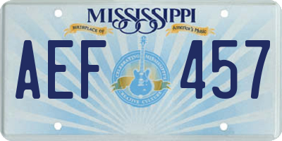 MS license plate AEF457