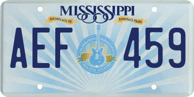 MS license plate AEF459