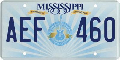 MS license plate AEF460