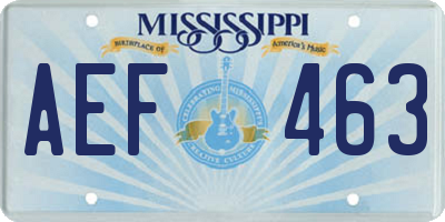 MS license plate AEF463