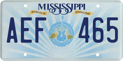 MS license plate AEF465