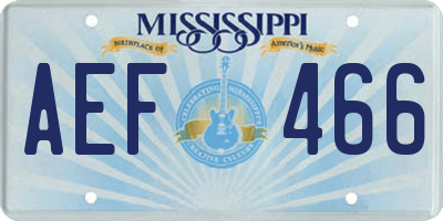 MS license plate AEF466