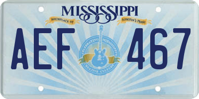 MS license plate AEF467