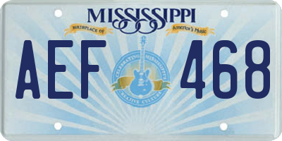 MS license plate AEF468