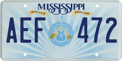 MS license plate AEF472
