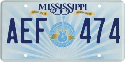 MS license plate AEF474