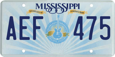 MS license plate AEF475