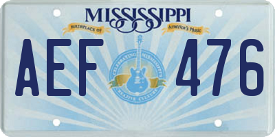 MS license plate AEF476