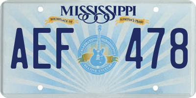 MS license plate AEF478