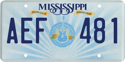 MS license plate AEF481