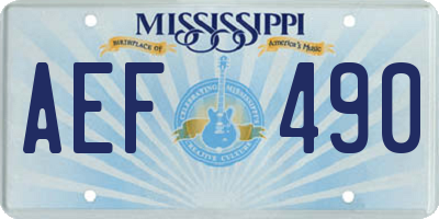 MS license plate AEF490