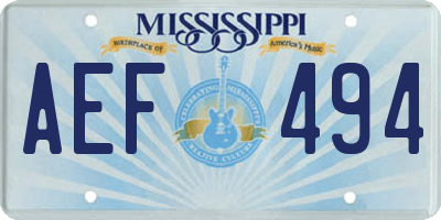 MS license plate AEF494