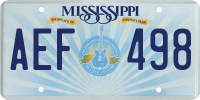 MS license plate AEF498