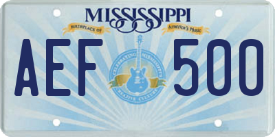 MS license plate AEF500