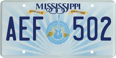 MS license plate AEF502