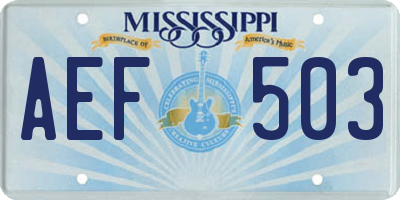 MS license plate AEF503