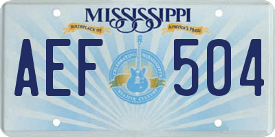 MS license plate AEF504