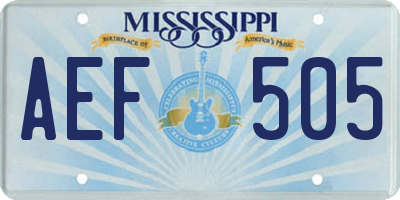 MS license plate AEF505