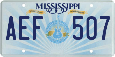 MS license plate AEF507