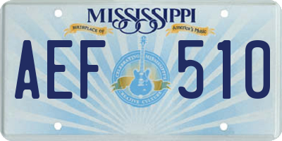 MS license plate AEF510