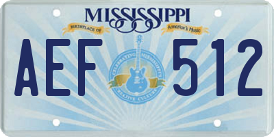 MS license plate AEF512