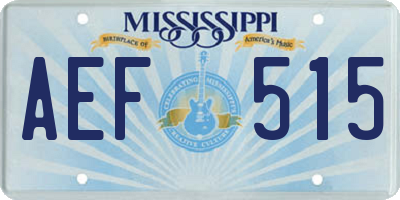 MS license plate AEF515