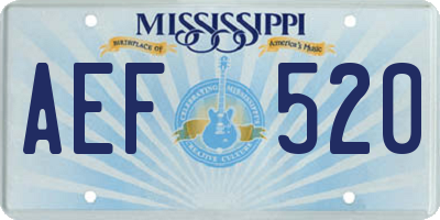 MS license plate AEF520