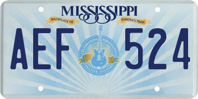 MS license plate AEF524
