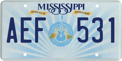 MS license plate AEF531