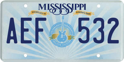 MS license plate AEF532