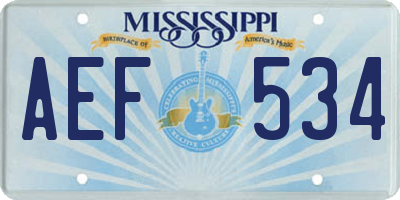 MS license plate AEF534