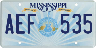 MS license plate AEF535