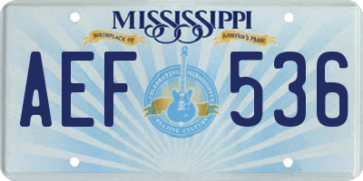 MS license plate AEF536